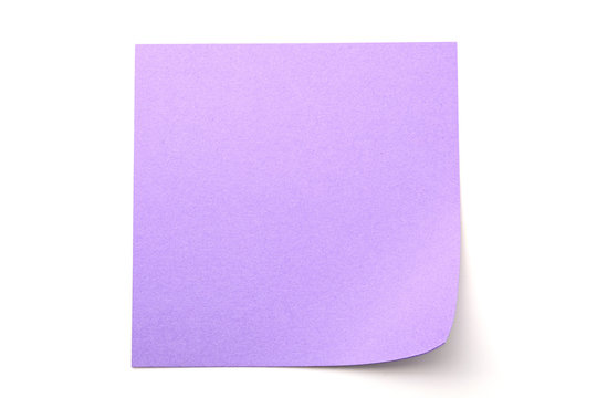 Purple paper stick note on a white background