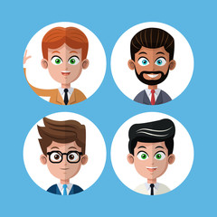 cartoon set portrait men business work vector illustration eps 10