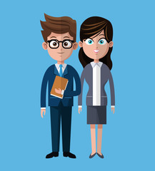 cartoon man woman coworkers corporate vector illustration eps 10