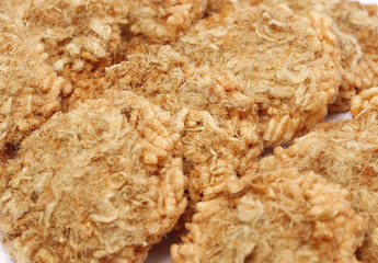 Oatmeal Thai cookies and dried shredded pork.
