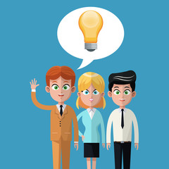 cartoon teamwork business bulb idea innovation vector illustration eps 10