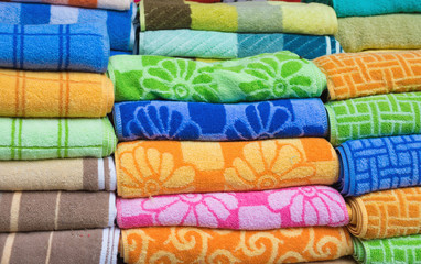 Pile of folded colorful clothes