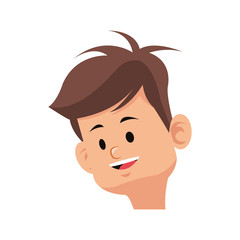 happy boy face cartoon icon over white background. colorful design. vector illustration