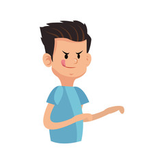 boy cartoon icon over white background. colorful design. vector illustration