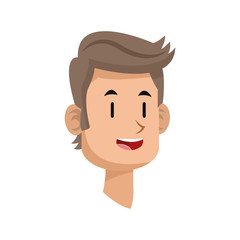 happy man face cartoon over white background. colorful design. vector illustration