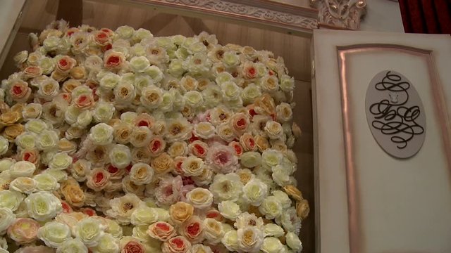 Part of a wedding decoration with white flowers