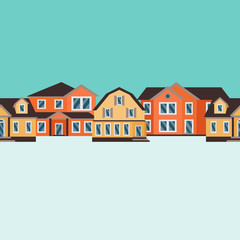 Vector seamless pattern of color houses