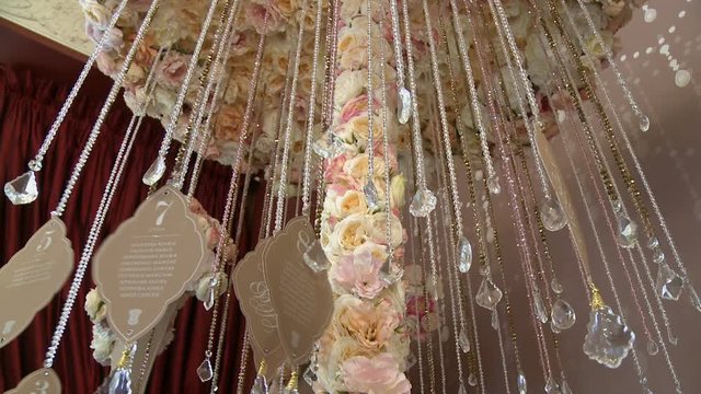 Part of wedding decoration with rhynestone garland