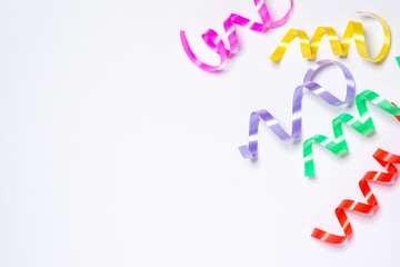 Festive colorful ribbon on white background