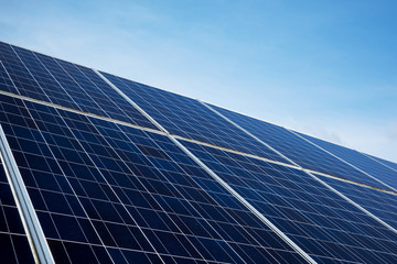 Solar panels with blue sky