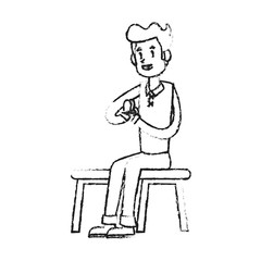 man cartoon using a smartphone over white background. vector illustration