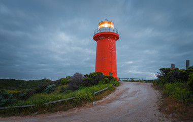 Red lighthouse in Canunda National Park, South Australian natura