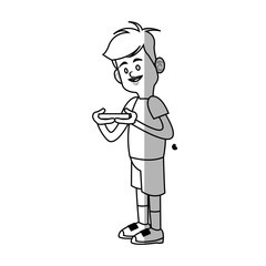 boy cartoon playing videogames over white background. vector illustratin