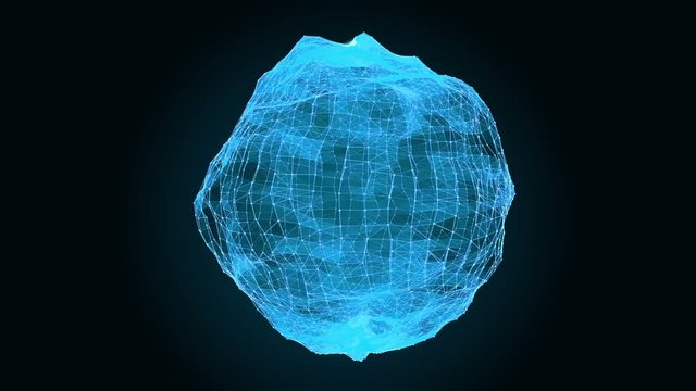  Blue Rotating  Wavy Triangular Sphere -   Abstract Video Footage 