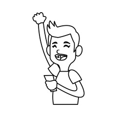 boy cartoon playing videogames over white background. vector illustration