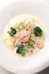 crab cream pasta on plate