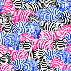 Colorful zebra seamless pattern. Savannah Animal ornament. Wild animal texture.design trendy fabric texture,  illustration. © wowow
