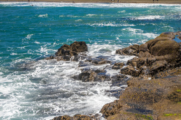 muriwai beach, splashing water, ocean and water waves