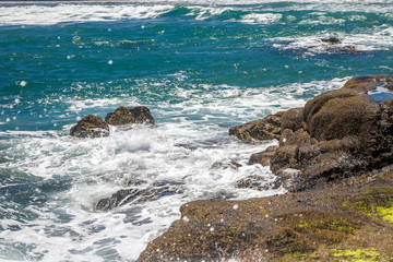 muriwai beach, splashing water, ocean and water waves