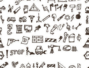 seamless doodle construction pattern