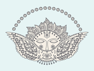 sun and wings ornament