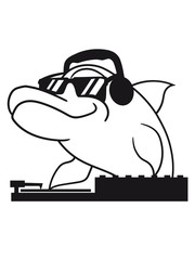 Sneakers, dj, party, music, mixing, disk, headphones, glasses, celebrate, cool, water, dolphin, swim, cute, cute © Style-o-Mat-Design