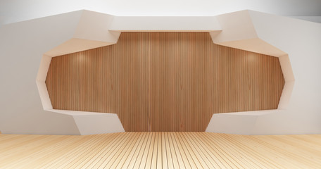 3D rendering image for minimalist and modern wooden wall decoration15