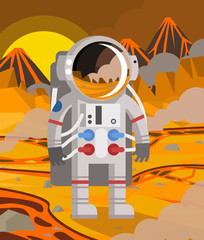 astronaut on spacesuit exploring planet surface like mercury and venus © matiasdelcarmine
