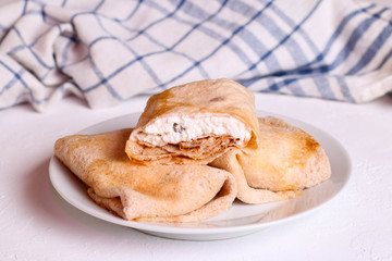 sweet pancakes stuffed cottage cheese