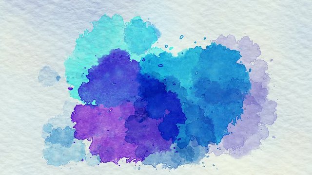 Blue Watercolor Daub  Vignette -   Flat Video Footage 
