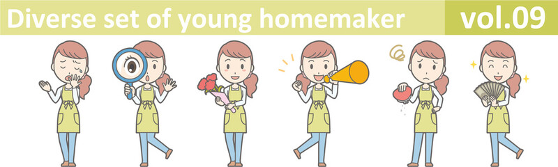 Diverse set of young homemaker, EPS10 vector format vol.09