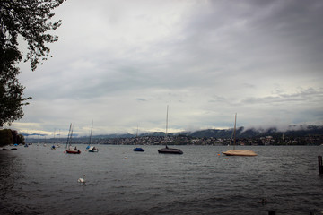 Fototapeta na wymiar Zürichsee panorama, Zurich, Switzerland