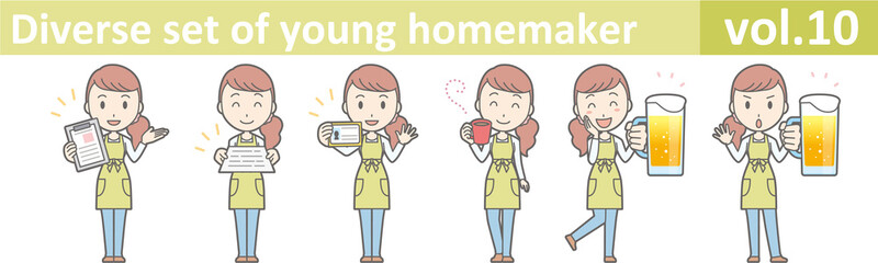 Diverse set of young homemaker, EPS10 vector format vol.10