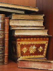ancient corner in bookcase