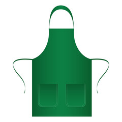 Green kitchen apron with pockets isolated on white background. Vector illustration