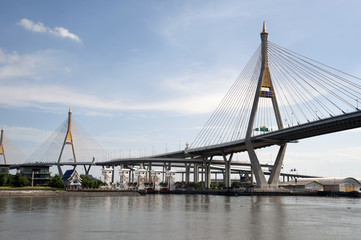 The Bhumibol Bridge also called Industrial Ring bridge.