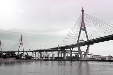 Fototapeta na wymiar The Bhumibol Bridge also called Industrial Ring bridge.