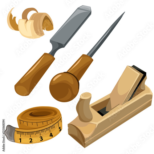 "Working tools of a carpenter. Vector set isolated" Stock image and