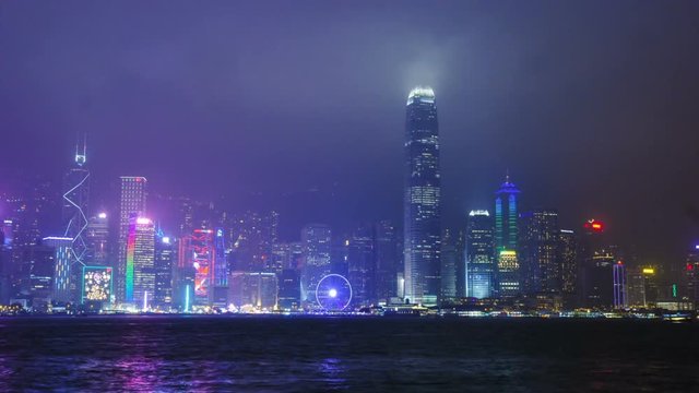 Hong Kong island skyline by night
