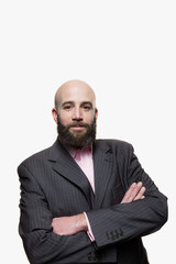 Young bald man with a beard