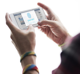 Fingerprint Password Biometrics Technology Concept