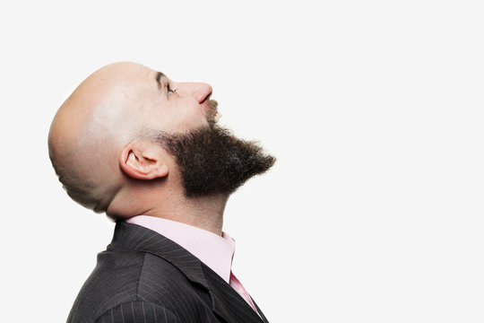 Young bald man with a beard