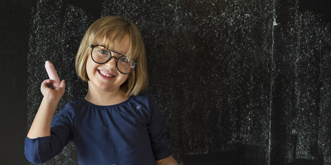 Little Girl Education Blackboard Concept