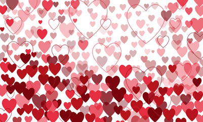 vector background with red hearts, valentines day