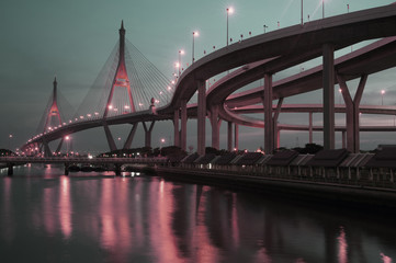 The Bhumibol Bridge also called Industrial Ring bridge.