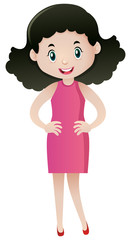 Woman in pink dress standing