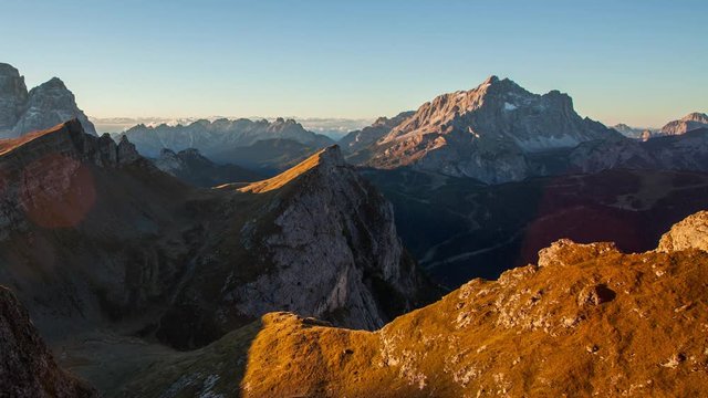 Time lapse - Mountain at autumn sunrise, Dolomites, Italy, Mt. Pelmo