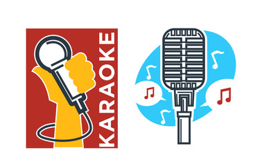 Karaoke club and bar vector label or logotype design