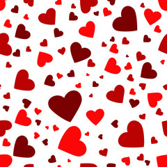 red hearts. vector seamless pattern. valentines background