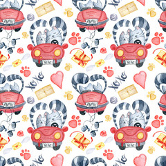 Valentine's Day greeting card template, seamless pattern